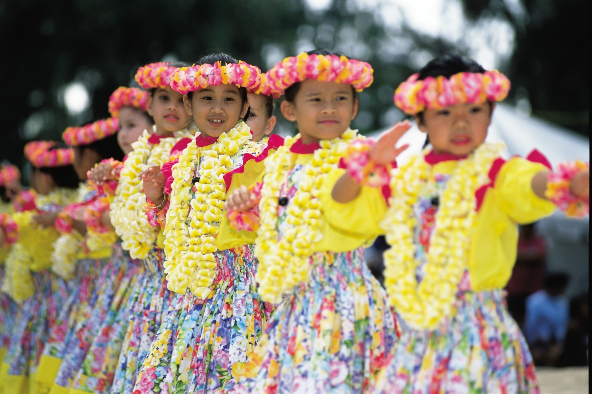 Bambine che ballano la tradizionale danza Hula